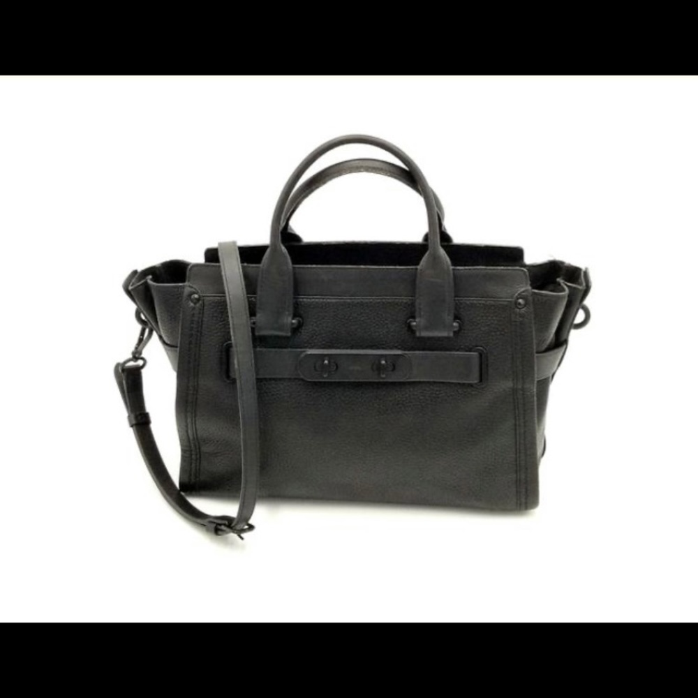 Coach Swagger 34408 black leather pebbled bag